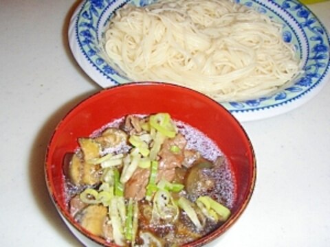 豚肉と茄子のつけそうめん